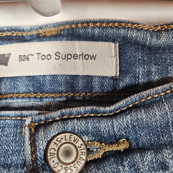 Levis 524 Too Superlow Jeans Womens 32x32* Blue Medium Wash Low Rise Bootcut - Picture 3 of 11